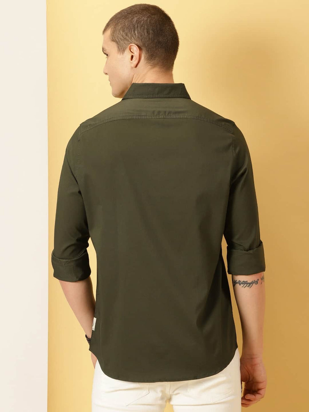 Thomas Scott Men Classic Spread Collar Cotton Shirt