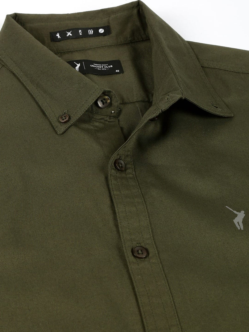 Thomas Scott Men Classic Spread Collar Cotton Shirt