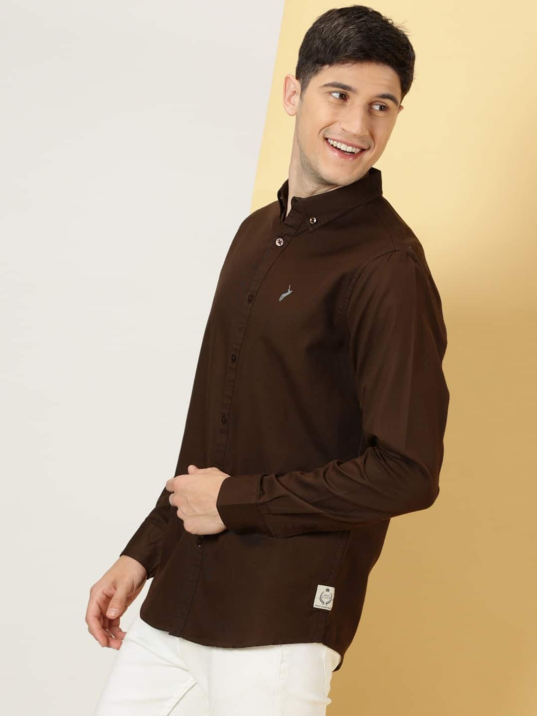 Thomas Scott Men Classic Slim Fit Button Down Collar Twill Weave Casual Shirt