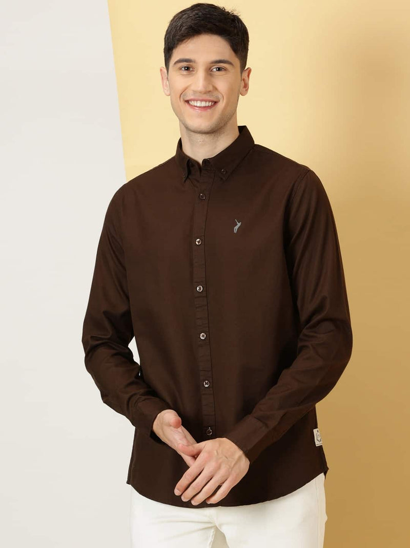 Thomas Scott Men Classic Slim Fit Button Down Collar Twill Weave Casual Shirt