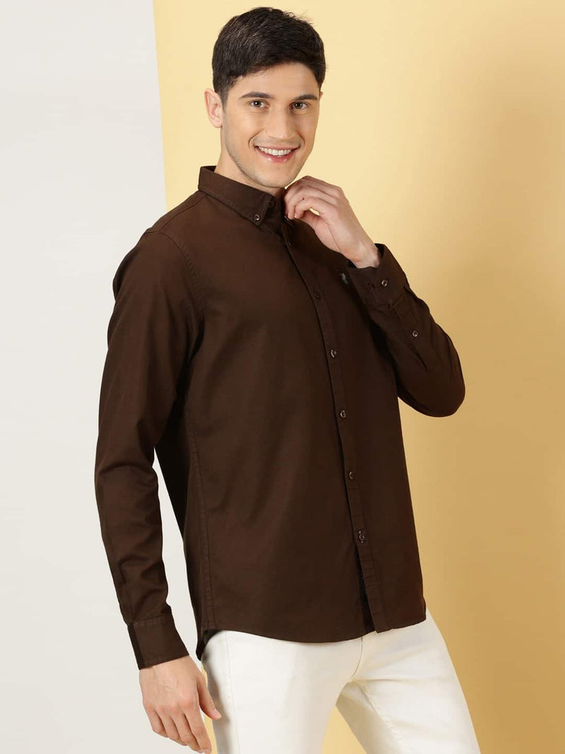 Thomas Scott Men Classic Slim Fit Button Down Collar Twill Weave Casual Shirt