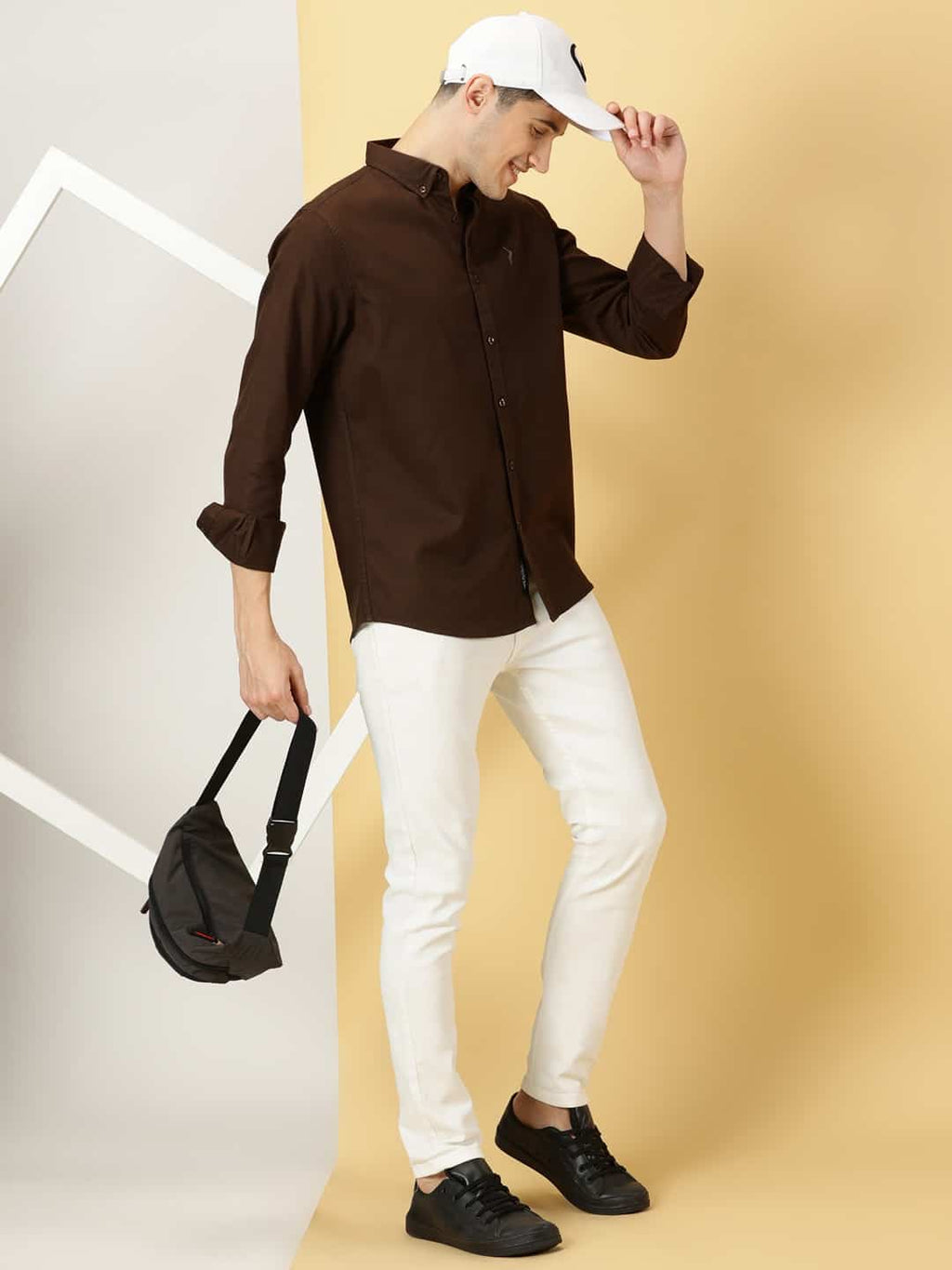 Thomas Scott Men Classic Slim Fit Button Down Collar Twill Weave Casual Shirt