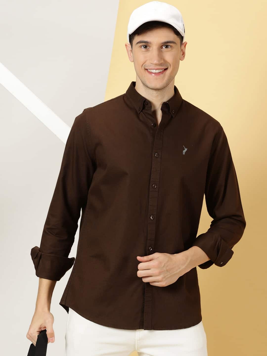 Thomas Scott Men Classic Slim Fit Button Down Collar Twill Weave Casual Shirt