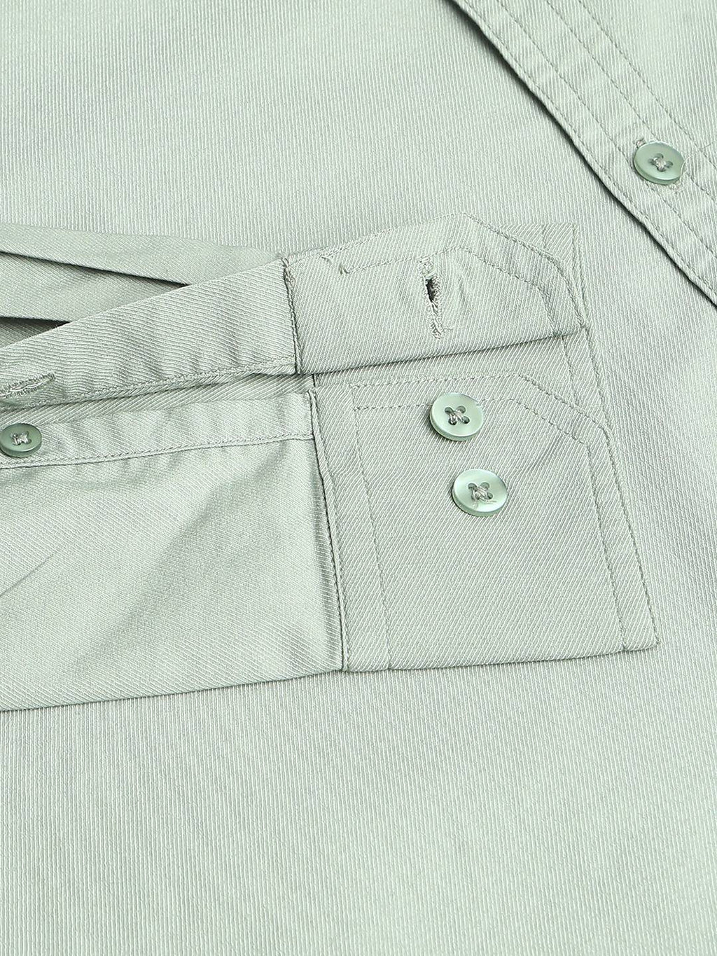 Thomas Scott Men Green Slim Fit Long Sleeves Button-Down Collar Twill Shirt