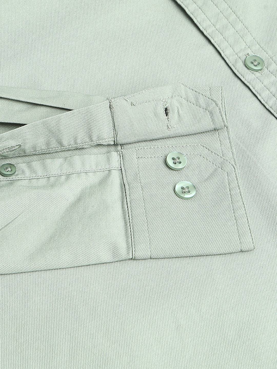Thomas Scott Men Green Slim Fit Long Sleeves Button-Down Collar Twill Shirt