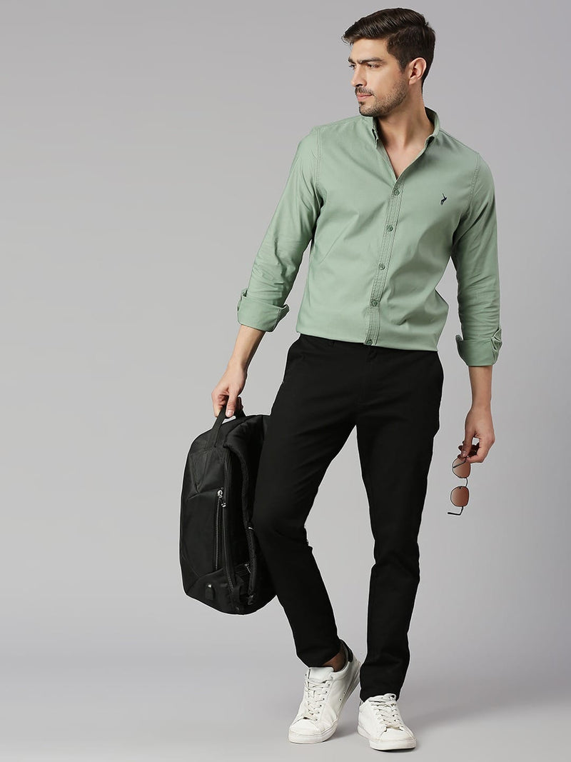 Thomas Scott Men Green Slim Fit Long Sleeves Button-Down Collar Twill Shirt