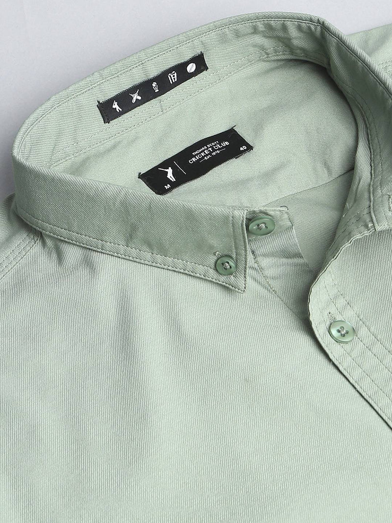 Thomas Scott Men Green Slim Fit Long Sleeves Button-Down Collar Twill Shirt