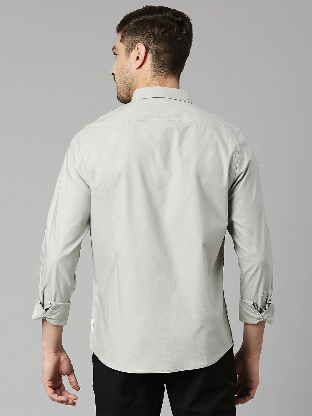 Thomas Scott Men Grey Slim Fit Long Sleeves Button-Down Collar Twill Shirt
