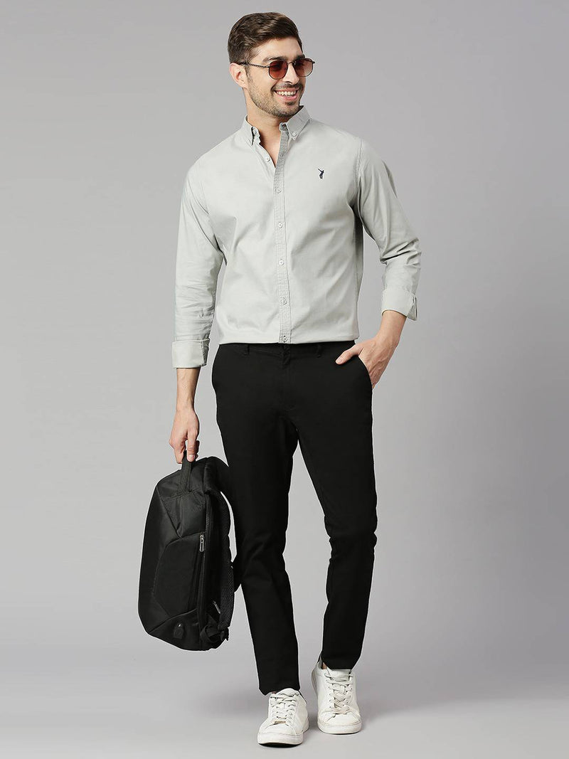 Thomas Scott Men Grey Slim Fit Long Sleeves Button-Down Collar Twill Shirt