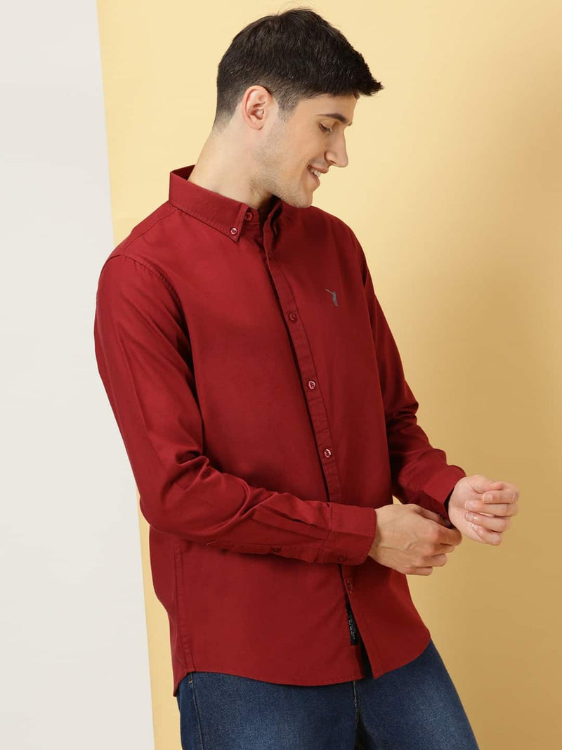 Thomas Scott Men Classic Slim Fit Button Down Collar Twill Weave Casual Shirt