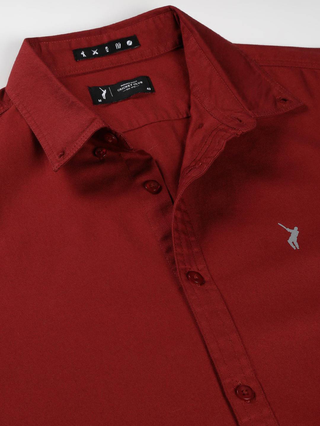 Thomas Scott Men Classic Slim Fit Button Down Collar Twill Weave Casual Shirt