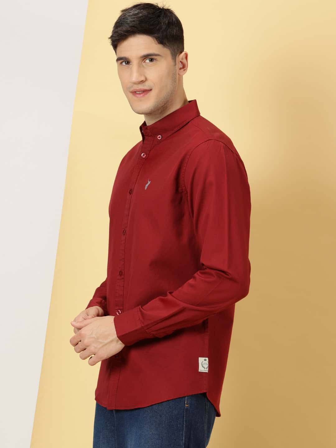 Thomas Scott Men Classic Slim Fit Button Down Collar Twill Weave Casual Shirt