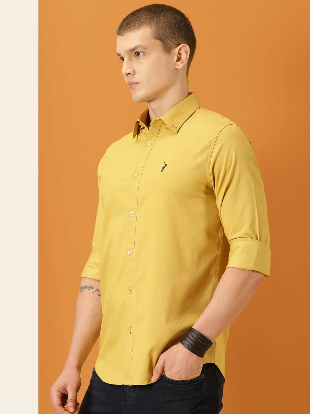 Thomas Scott Men Classic Slim Fit Button Down Collar Twill Casual Shirt