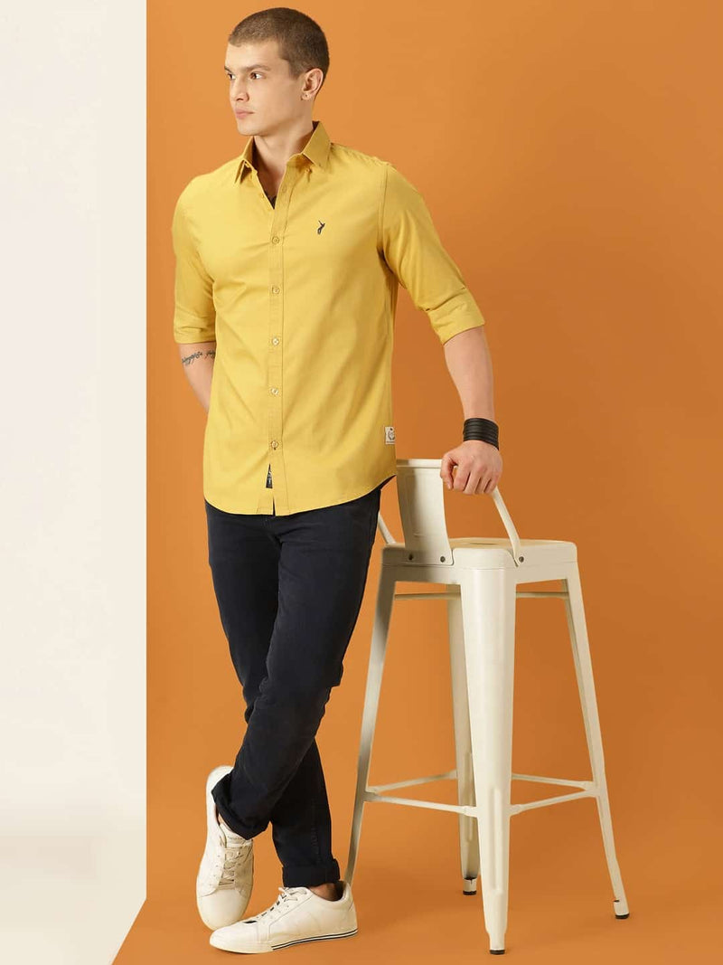 Thomas Scott Men Classic Slim Fit Button Down Collar Twill Casual Shirt
