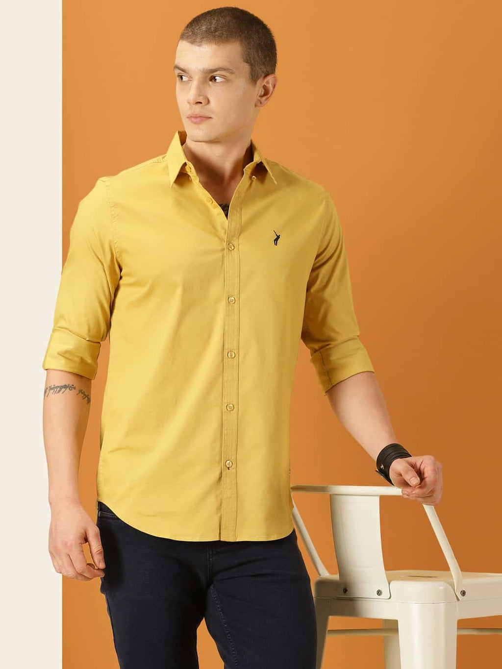 Thomas Scott Men Classic Slim Fit Button Down Collar Twill Casual Shirt