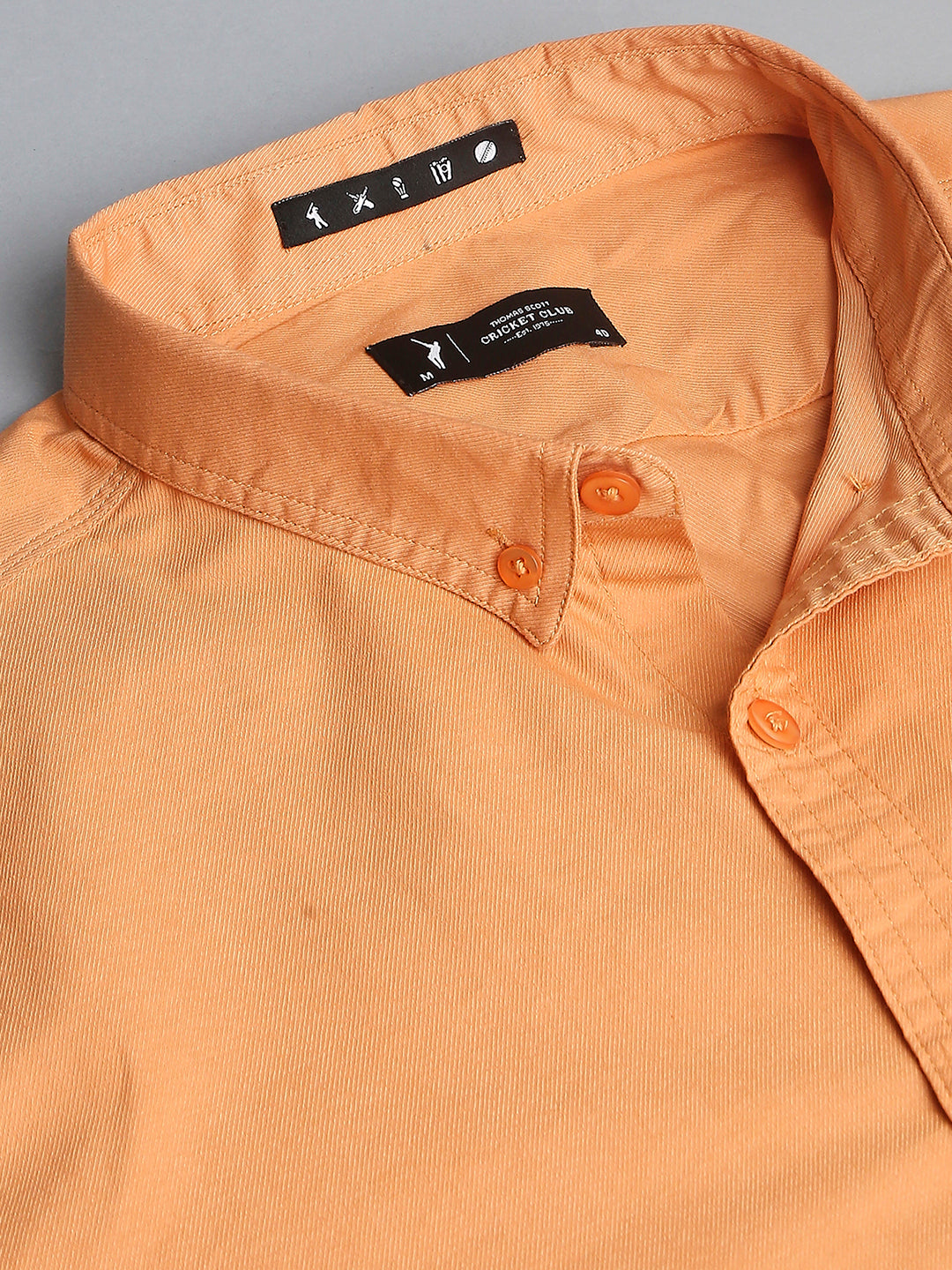 Thomas Scott Men Orange Slim Fit Long Sleeves Button Down Collar Twill Casual Shirt