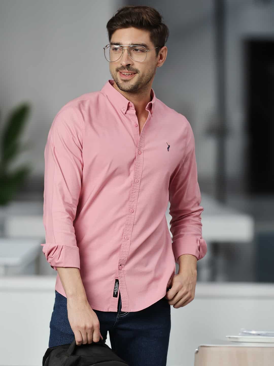 Thomas Scott Men Classic Slim Fit Opaque Cotton Casual Shirt