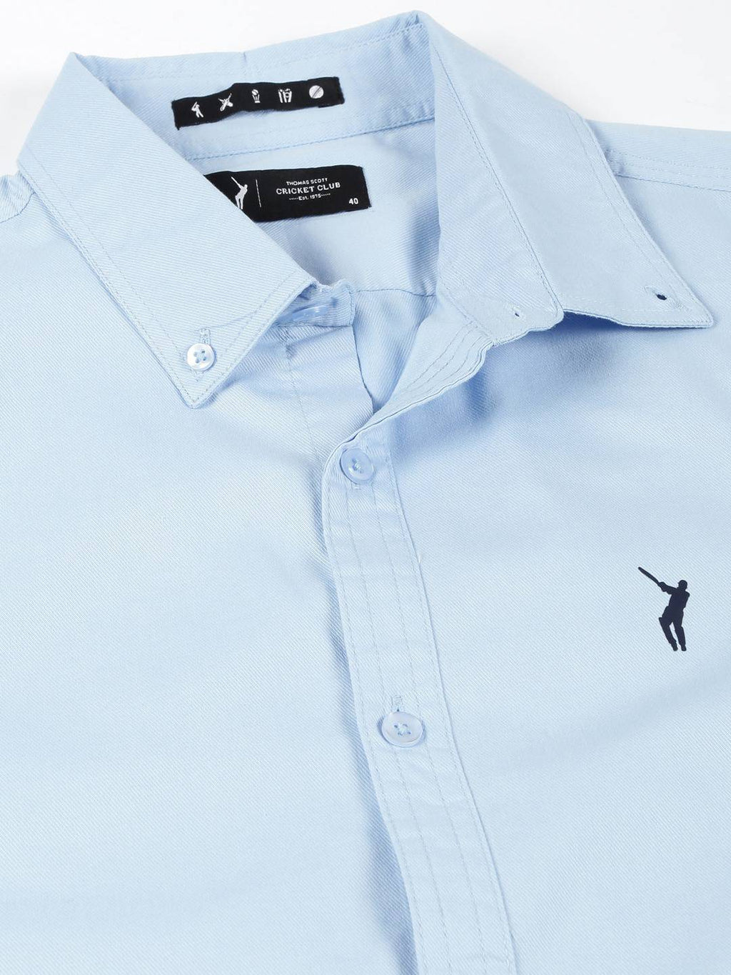 Thomas Scott Men SkyBlue Slim Fit Long Sleeves Button-Down Collar Twill Shirt