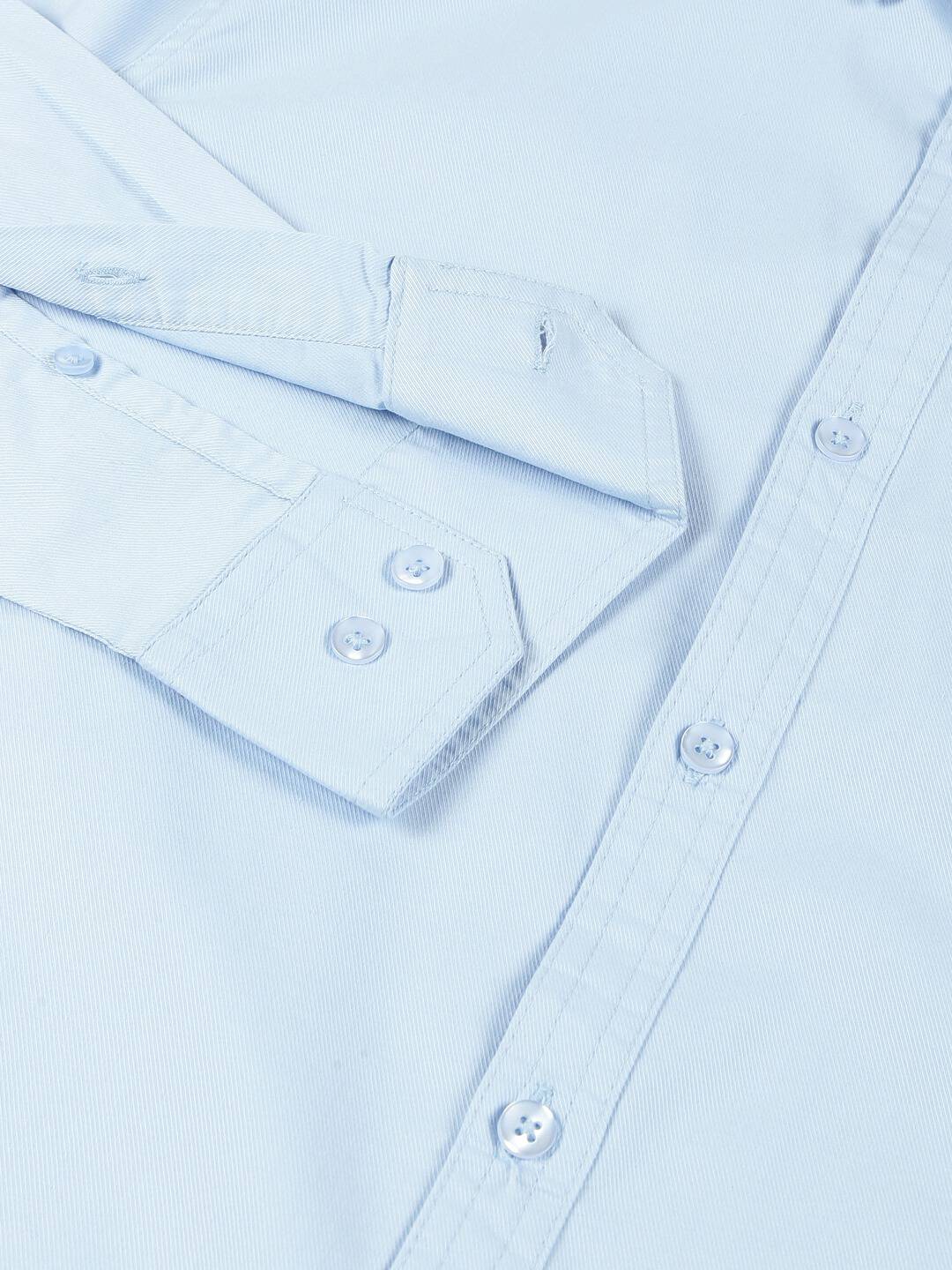 Thomas Scott Men SkyBlue Slim Fit Long Sleeves Button-Down Collar Twill Shirt