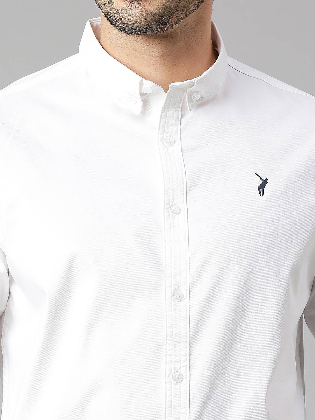 Thomas Scott Men Button Down Collar Slim Fit Cotton Casual Shirt