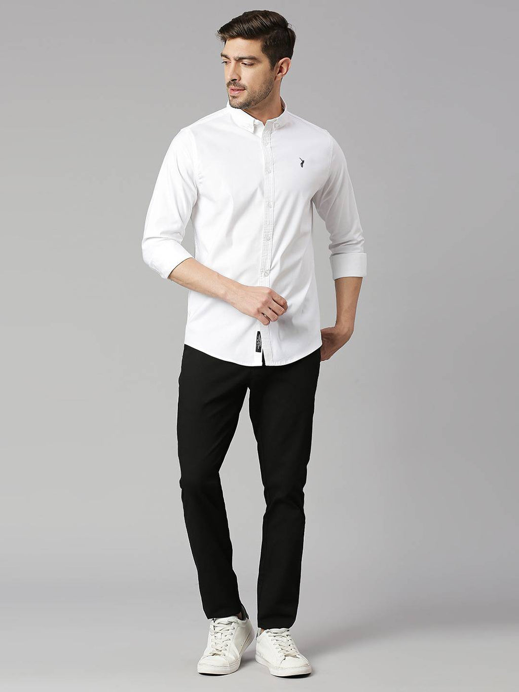 Thomas Scott Men Button Down Collar Slim Fit Cotton Casual Shirt