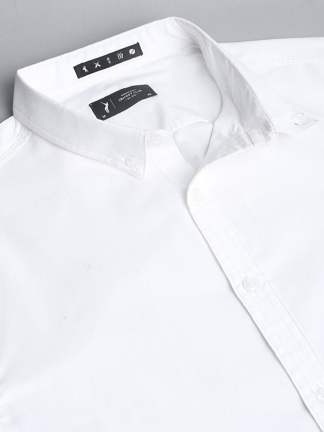 Thomas Scott Men Button Down Collar Slim Fit Cotton Casual Shirt