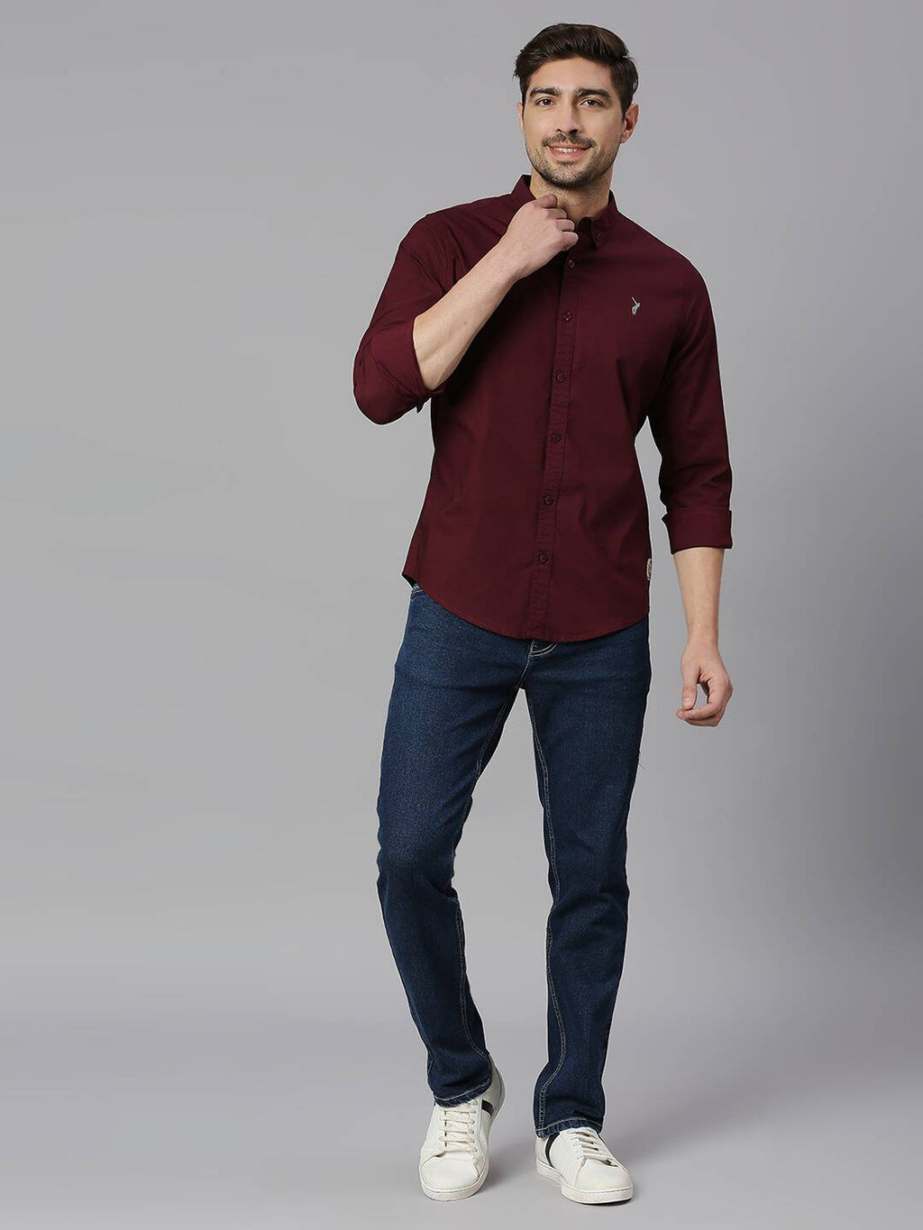 Thomas Scott Men Classic Slim Fit Button-Down Collar Casual Shirt
