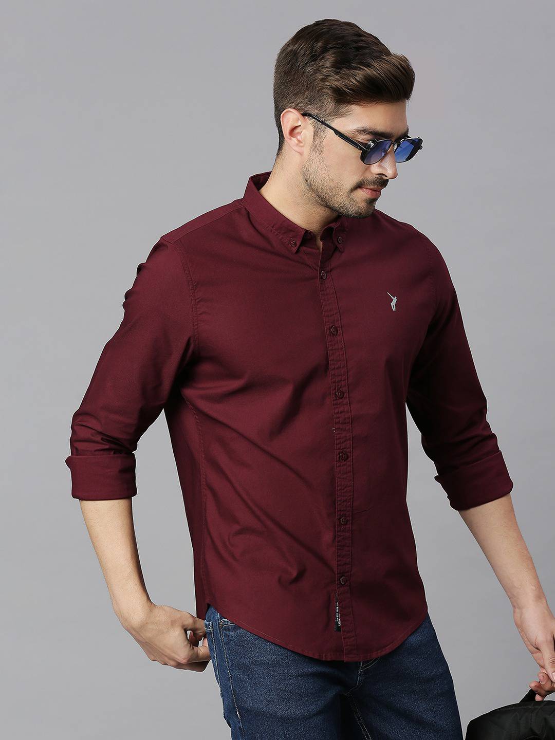 Thomas Scott Men Classic Slim Fit Button-Down Collar Casual Shirt