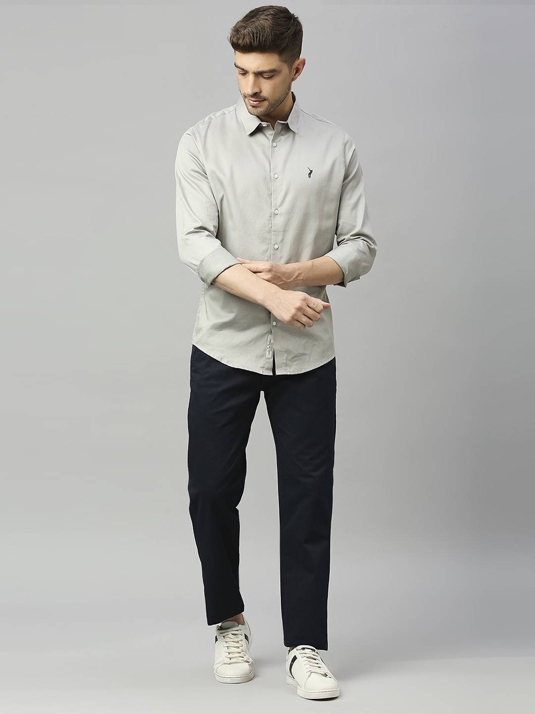 Thomas Scott Men Classic Slim Fit Spread Collar Casual Shirt