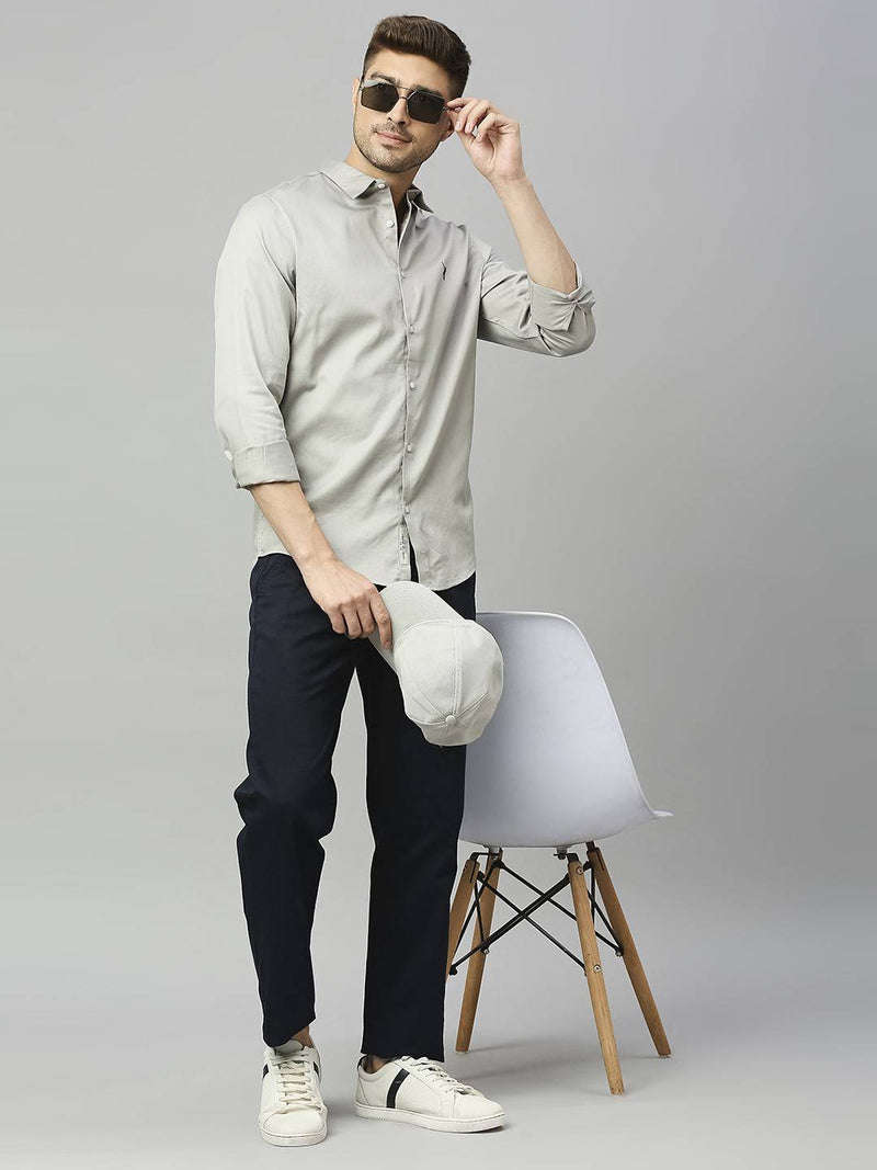 Thomas Scott Men Classic Slim Fit Spread Collar Casual Shirt