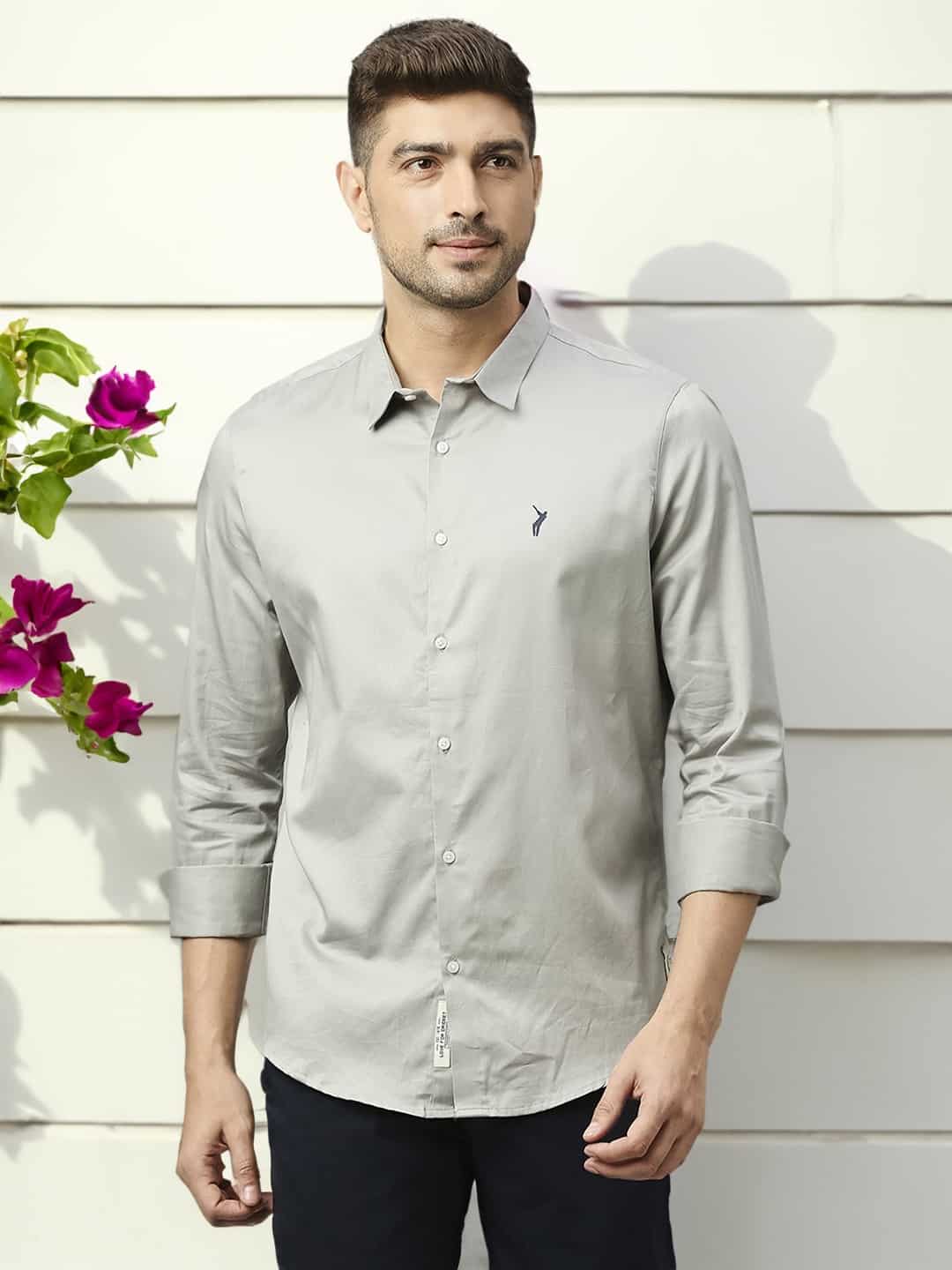Thomas Scott Men Classic Slim Fit Spread Collar Casual Shirt