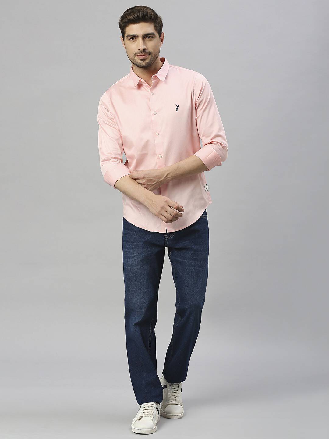 Thomas Scott Men Classic Slim Fit Spread Collar Casual Shirt