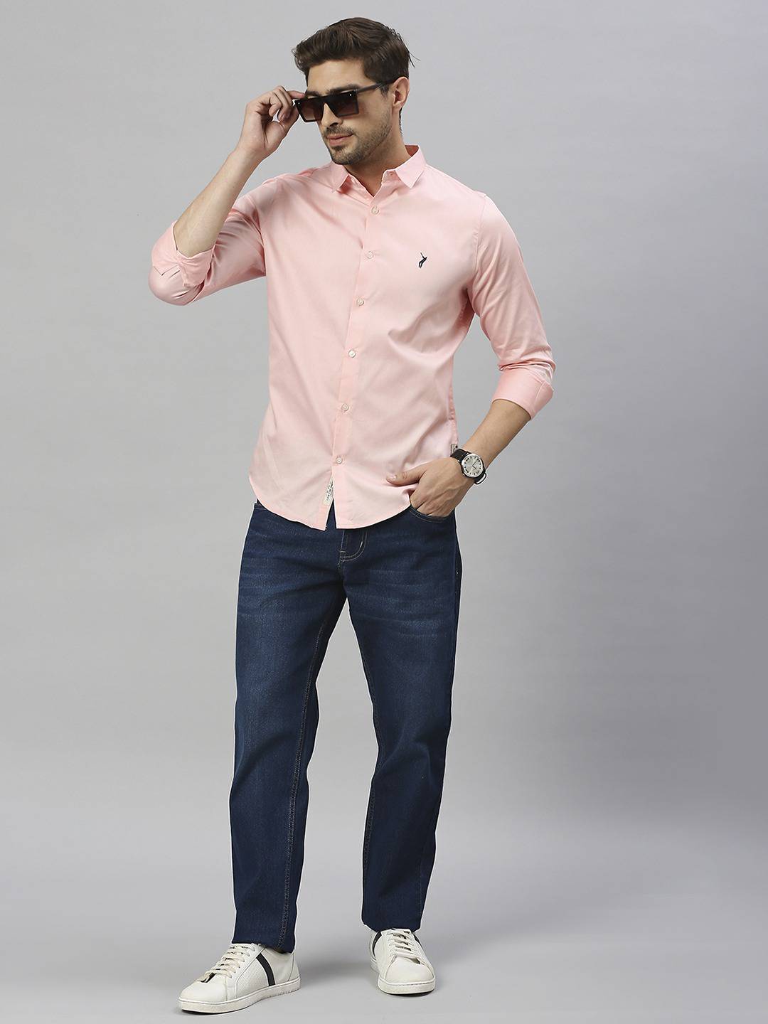 Thomas Scott Men Classic Slim Fit Spread Collar Casual Shirt