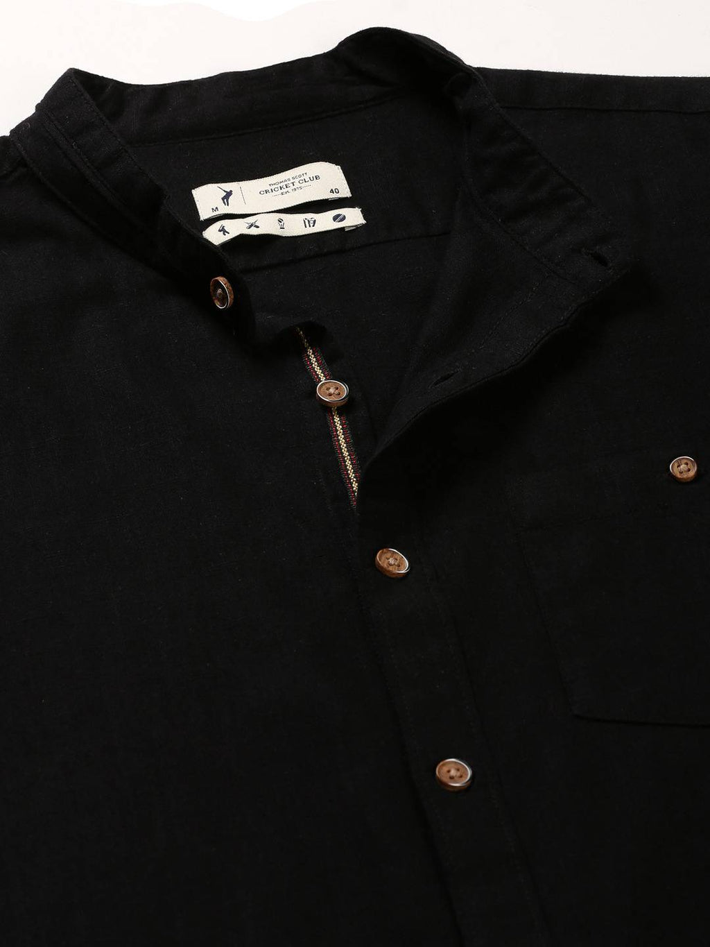 Thomas Scott Men Classic Slim Fit Mandarin Collar Cotton Casual Shirt