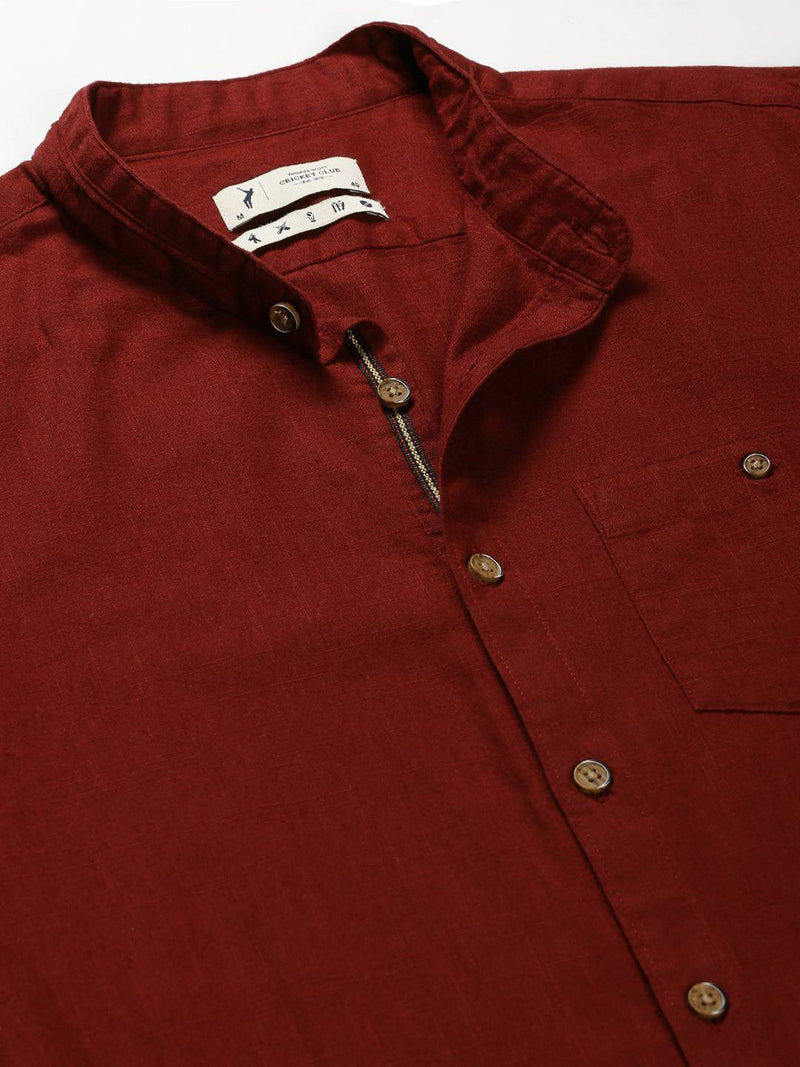 Thomas Scott Men Classic Slim Fit Mandarin Collar Cotton Casual Shirt