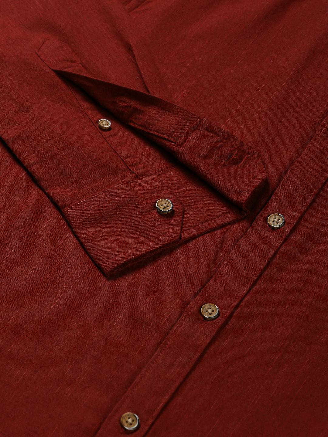 Thomas Scott Men Classic Slim Fit Mandarin Collar Cotton Casual Shirt