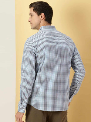 Thomas Scott Men Micro Checks Classic Slim Fit Cotton Casual Shirt
