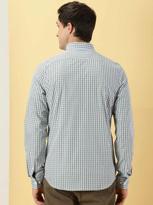 Thomas Scott Men Micro Checks Classic Slim Fit Cotton Casual Shirt