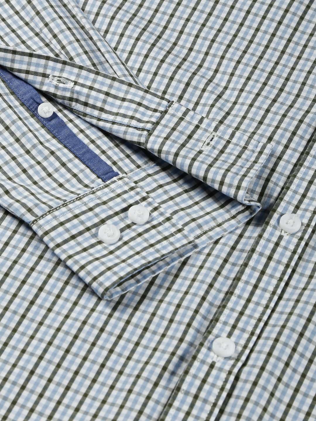 Thomas Scott Men Micro Checks Classic Slim Fit Cotton Casual Shirt