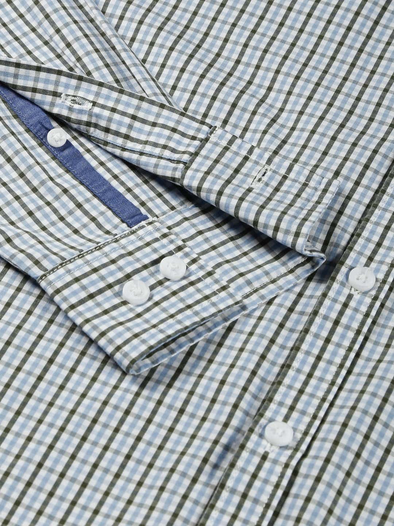 Thomas Scott Men Micro Checks Classic Slim Fit Cotton Casual Shirt