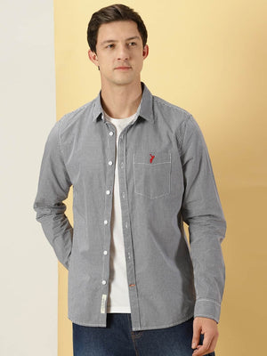 Thomas Scott Men Classic Slim Fit Micro Checked Pure Cotton Casual Shirt