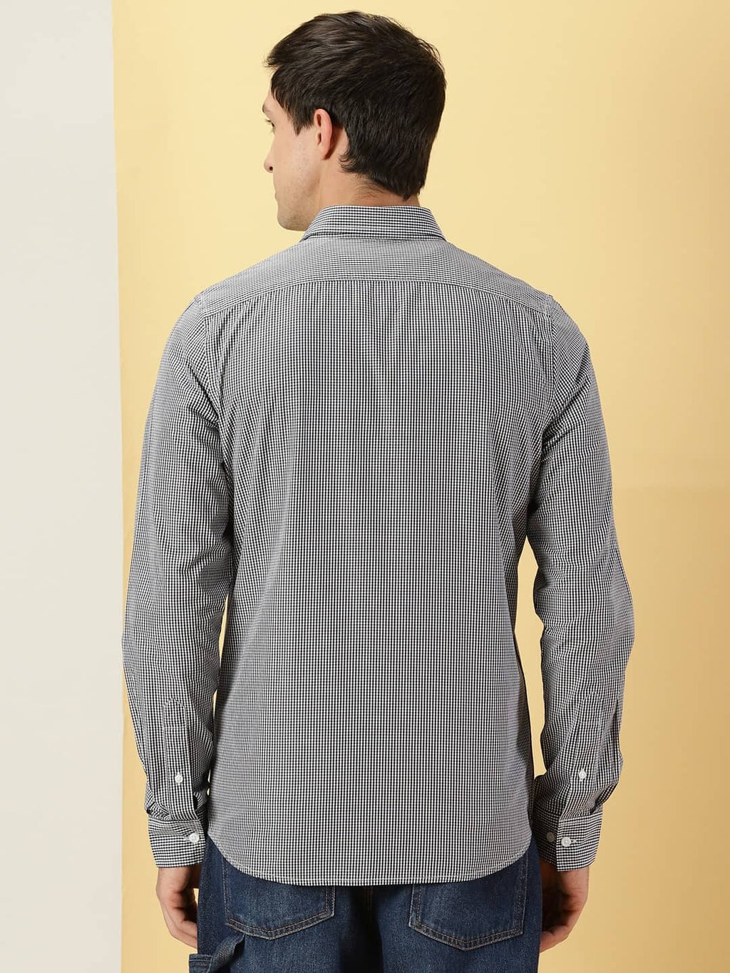 Thomas Scott Men Classic Slim Fit Micro Checked Pure Cotton Casual Shirt