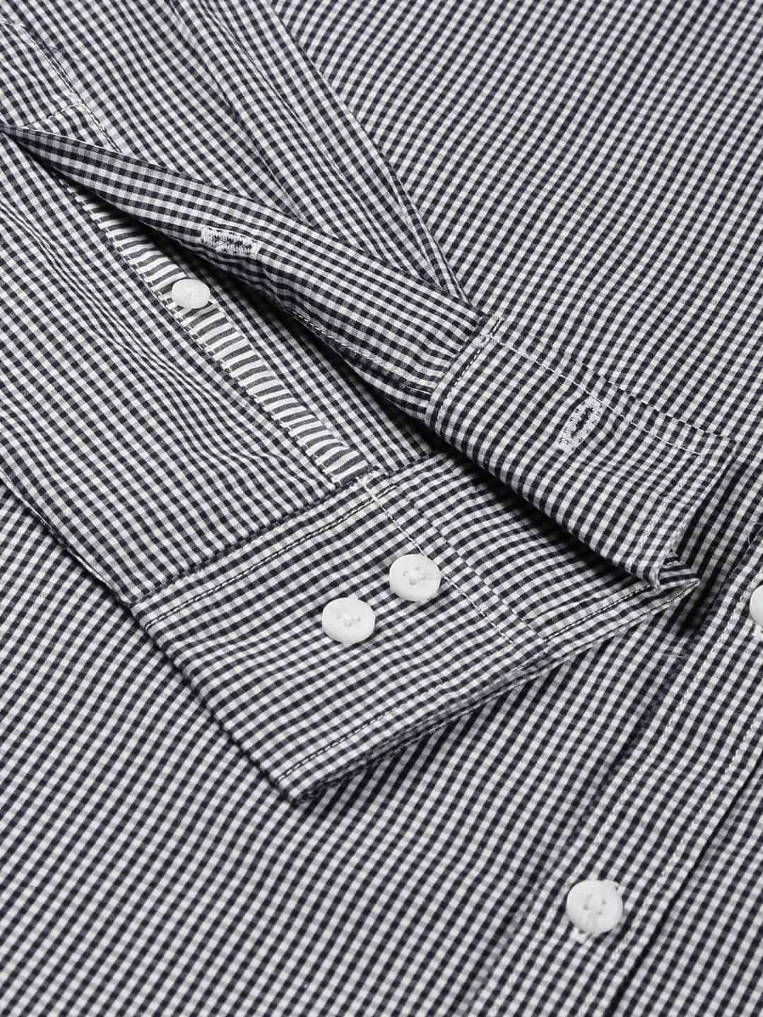 Thomas Scott Men Classic Slim Fit Micro Checked Pure Cotton Casual Shirt