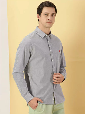 Thomas Scott Men Classic Slim Fit Vertical Striped Pure Cotton Casual Shirt