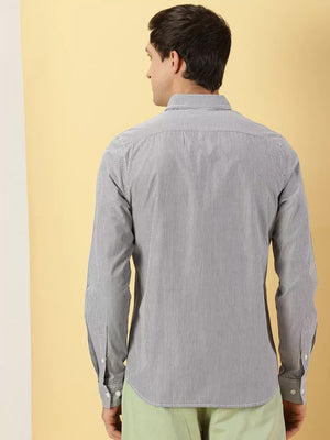Thomas Scott Men Classic Slim Fit Vertical Striped Pure Cotton Casual Shirt