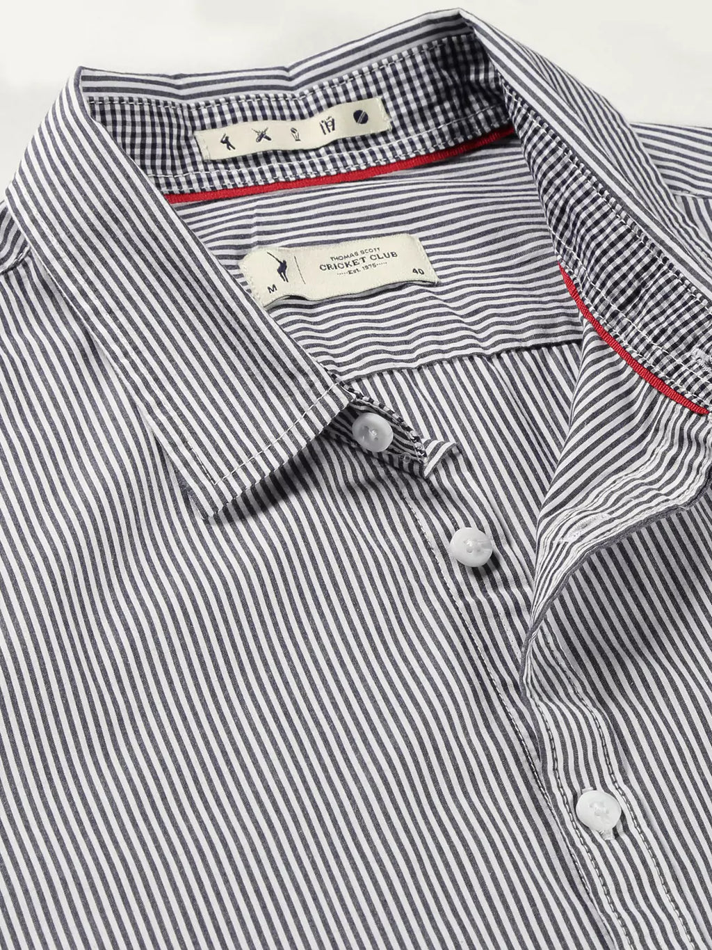 Thomas Scott Men Classic Slim Fit Vertical Striped Pure Cotton Casual Shirt