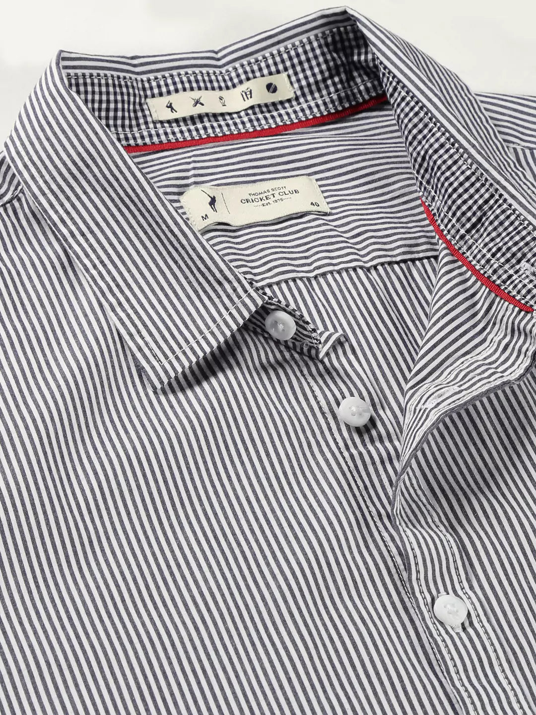 Thomas Scott Men Classic Slim Fit Vertical Striped Pure Cotton Casual Shirt