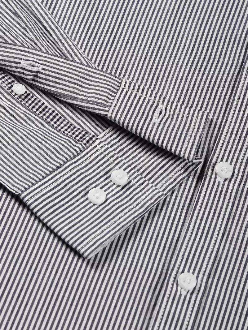 Thomas Scott Men Classic Slim Fit Vertical Striped Pure Cotton Casual Shirt