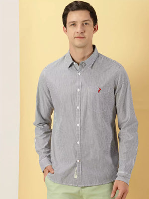 Thomas Scott Men Classic Slim Fit Vertical Striped Pure Cotton Casual Shirt