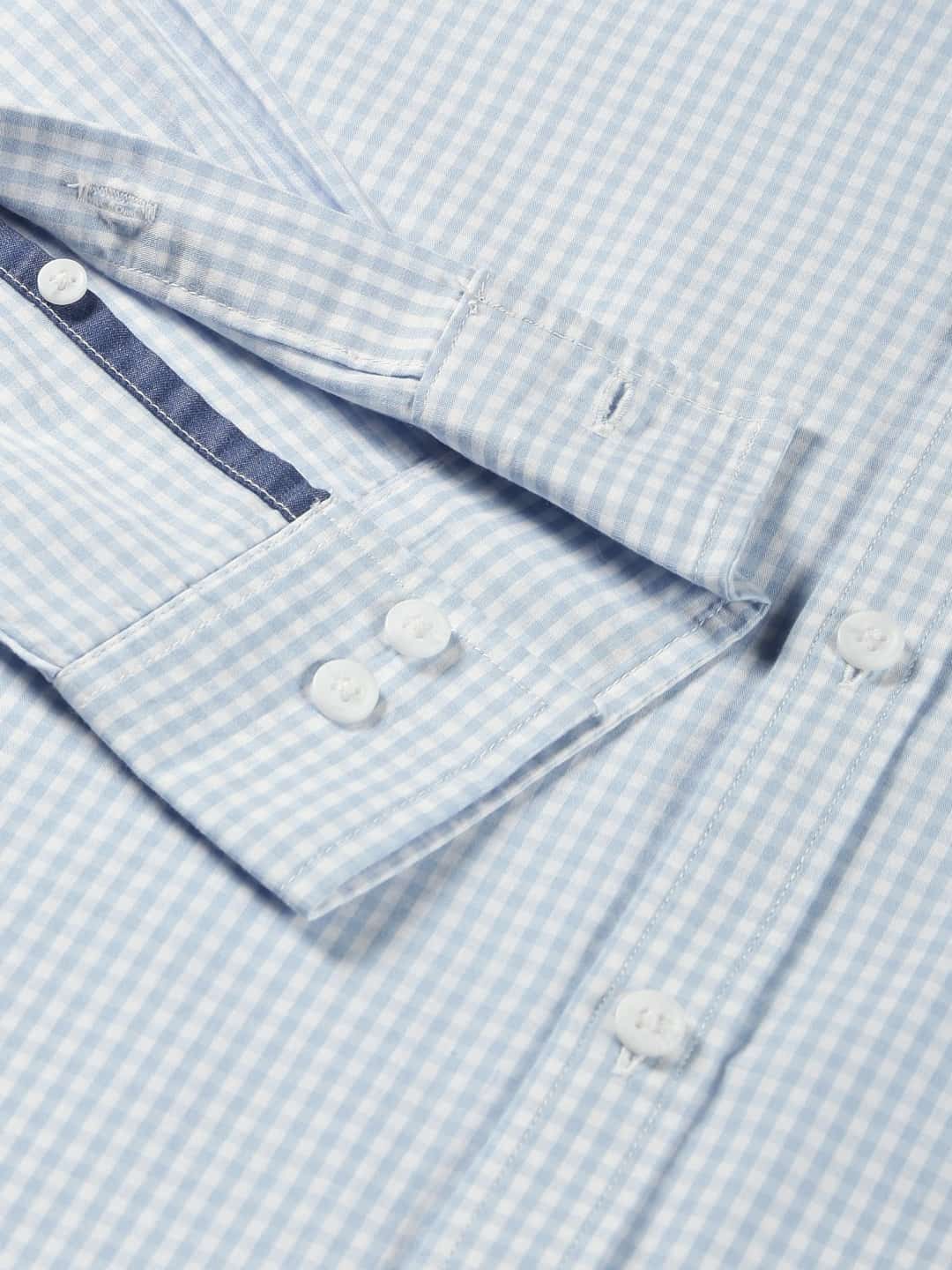 Thomas Scott Men Micro Checks Classic Slim Fit Cotton Casual Shirt